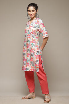 Peach LIVA Straight Kurta image number 3